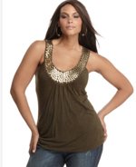 Plus Size Sexy Sequin Trimmed Tank Top