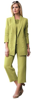 Lime Grren Double Breasted Plus Size Pantsuit
